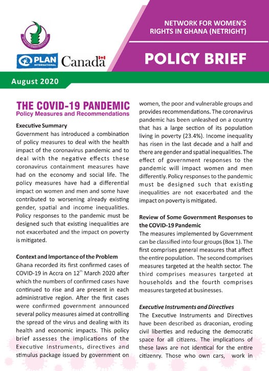 NETRIGHT Gender Analysis COVID Protocols Policy Brief
